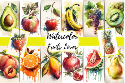 Watercolor Fruits Wall Art Collection Set