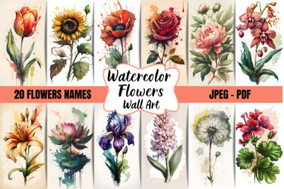 Watercolor Flowers Wall Art Collection