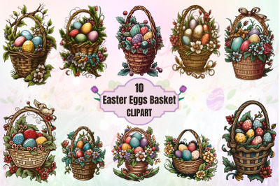 Easter Eggs Basket Clipart Sublimation Bundle