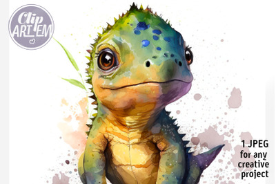 Gecko Lizard Wall Decor Watercolor  Image Kids Print JPEG