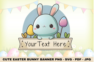 Easter Cartoon Bunny Banner SVG