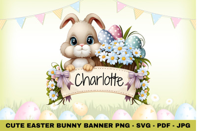 Easter Cartoon Bunny Banner SVG