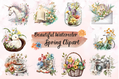 Watercolor Beautiful Spring Clipart Sublimation