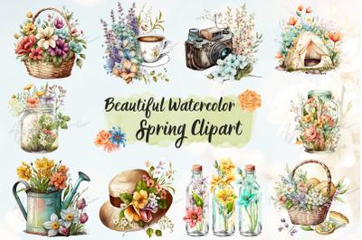 Watercolor Beautiful Spring Sublimation Clipart