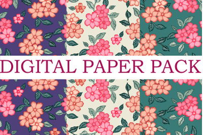 seamless flower bunch pattern digital paper pack