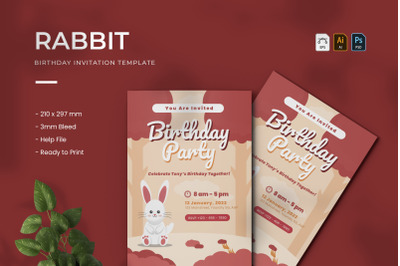 Rabbit - Birthday Invitation