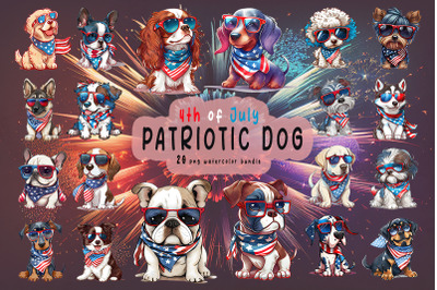 Patriotic Dog Clipart Bundle 4th of July