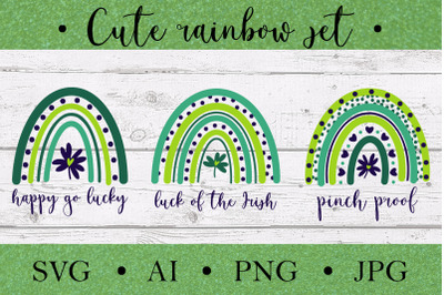 Cute rainbows for St. Patrick&#039;s Day, clipart set