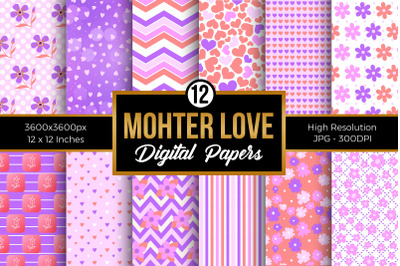 Mother Day Digital Papers, Mother&#039;s Day Seamless Pattern