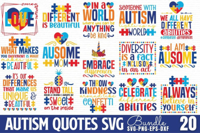 Autism Quotes Svg Bundle