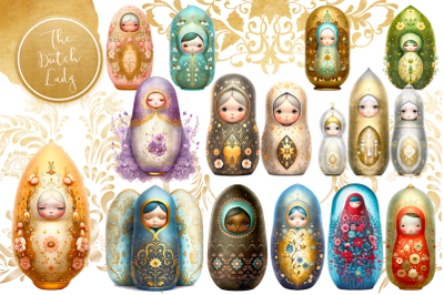Matryoshka Dolls Clipart Set