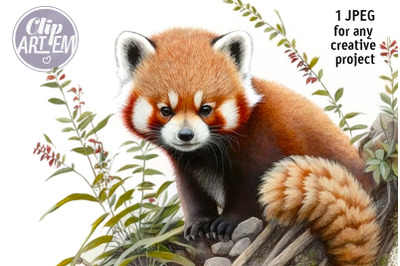Cute Red Panda JPEG Image Print Decor Wall Art Illustration File