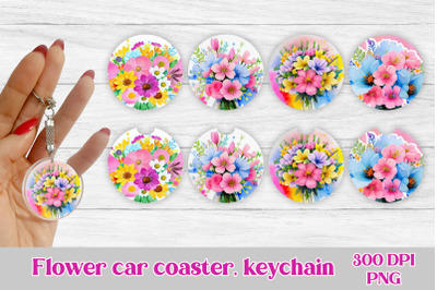 Car coaster sublimation design | Flower car coaster