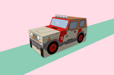 DIY Jurassic Jeep favour- 3d Papercraft