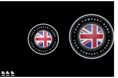 logo design with United Kingdom flag concept in circle. Blue and Red c