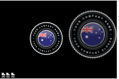 logo design with australia flag concept in circle. Blue color, Badge V
