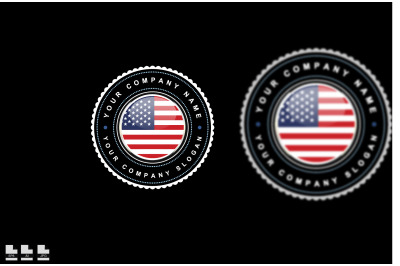 logo design with United states concept in circle. white,Blue and Red V