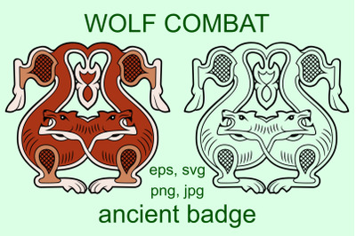Wolf Combat Ancient Badge SVG