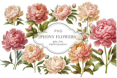 Peony flowers clipart