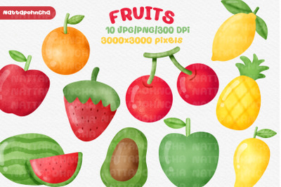 Watercolor cute fruit clipart