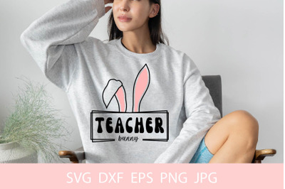 Teacher Bunny SVG, Easter svg