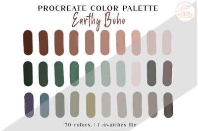 Boho Procreate Color Palette. Muted Earthy Procreate Swatches