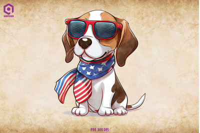 Patriotic Beagle dog 4th of July