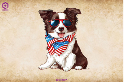 Patriotic Border Collie dog 4th of July