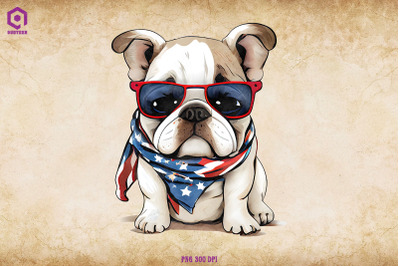 Patriotic Bulldog dog 4th of July