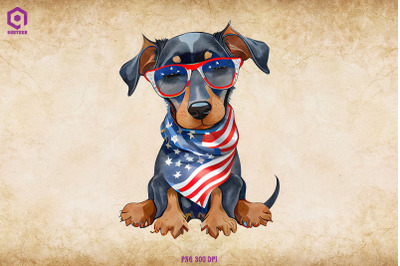 Patriotic Doberman Pinscher dog