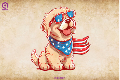 Patriotic Golden Retriever 4th of July