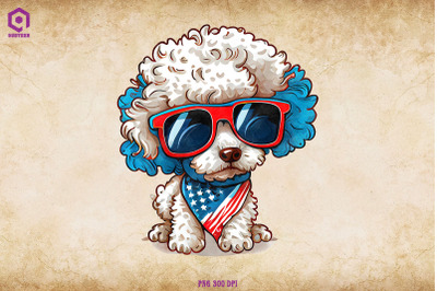 Patriotic Poodle dog 4th of July