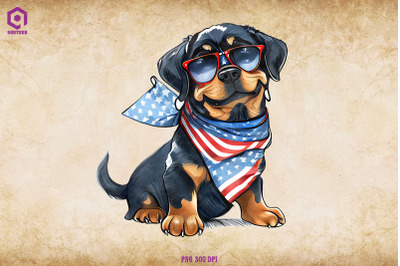 Patriotic Rottweiler dog 4th of July