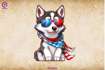 Patriotic Siberian Husky dog 4th of July