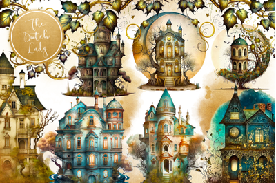 Whimsical Victorian Houses Clipart