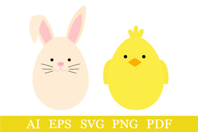 Easter Bunny SVG. Cute Chicken SVG. Easter sublimation