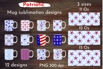 Mug wrap bundle sublimation. Patriotic sublimation designs.