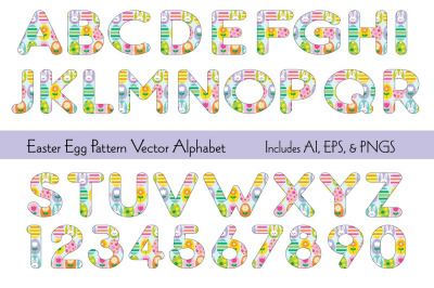 Easter Egg Pattern Vector Alphabet
