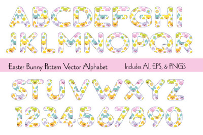 Easter Bunny Pattern Vector Alphabet