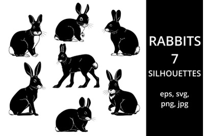 Rabbits Silhouettes SVG Set