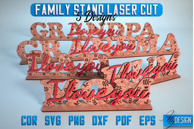 Family Stand Laser Cut SVG | Family Stand SVG Design | CNC Files