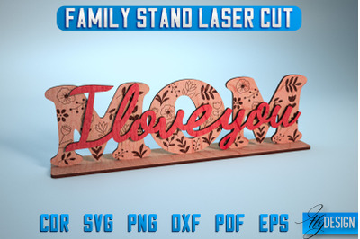 Family Stand Laser Cut SVG | Family Stand SVG Design | CNC Files