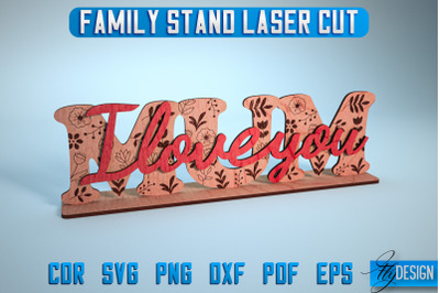 Family Stand Laser Cut SVG | Family Stand SVG Design | CNC Files