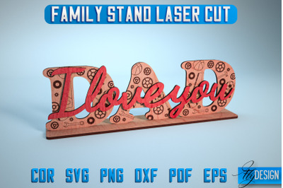 Family Stand Laser Cut SVG | Family Stand SVG Design | CNC Files