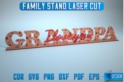 Family Stand Laser Cut SVG | Family Stand SVG Design | CNC Files