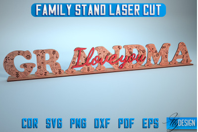 Family Stand Laser Cut SVG | Family Stand SVG Design | CNC Files