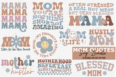 Retro Mom Quotes SVG Bundle, Mother&#039;s day Quotes