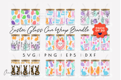 Easter Bunny Can Glass Wrap Bundle 10 SVG Libbey Glass Wrap