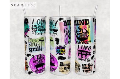 Barbecue Quotes Tumbler Wrap, 20 Oz Skinny Tumbler BBQ Sayings PNG