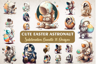 Easter Astronaut Watercolor Bundle